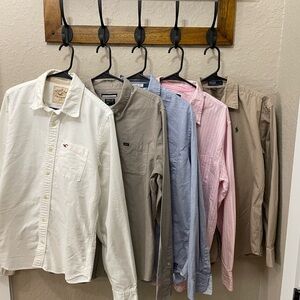 5 PACK!! Men’s button downs! Polo, Hollister, RVCA, American Eagle, Aeropostale!